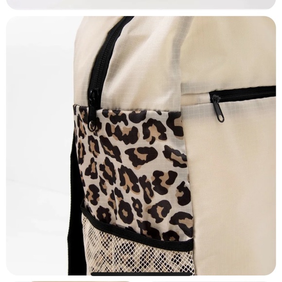 APL Packable Backpack, Cream & Leopard Print - Picture 2 of 5